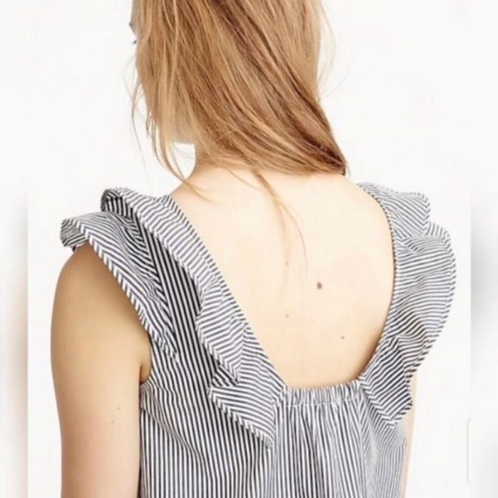 j crew striped ruffle blouse